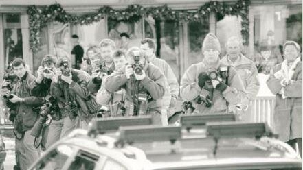 Schwarz-WeiÃ Foto von Fotografen