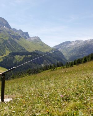 Zwei Jungs spielen am Wasserspielplatz; im Hintergrund ist das Omeshorn zu sehen