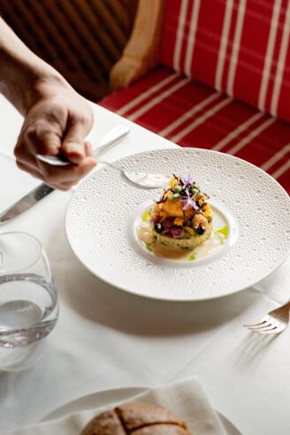 Speise im Restaurant Picea