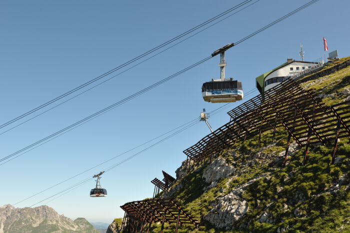 RÃ¼fikopf Seilbahn mit Blick auf das RÃ¼fikopf Panoramarestaurant