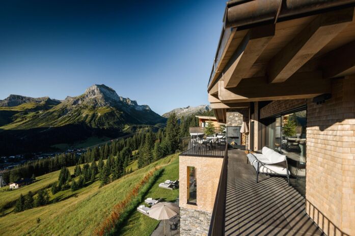Ausblick LeChalet in Oberlech zum Omeshorn