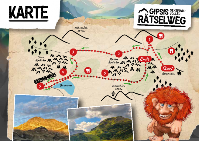 Karte mit der Raetselrally durch die Gipsloecher